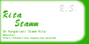 rita stamm business card